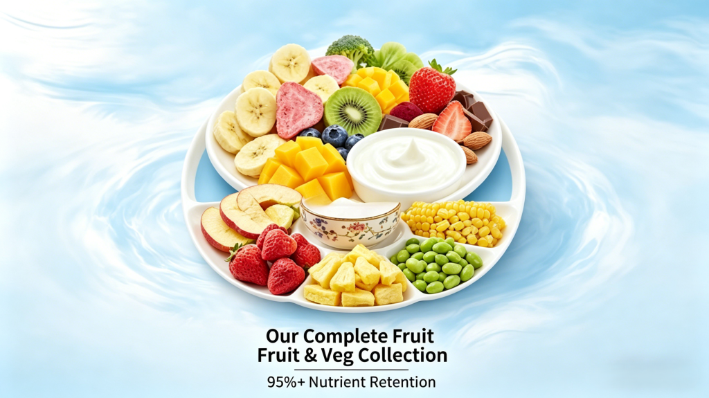 Premium frozen fruit and vegetable collection with 95%+ nutrient retention for B2B wholesale.